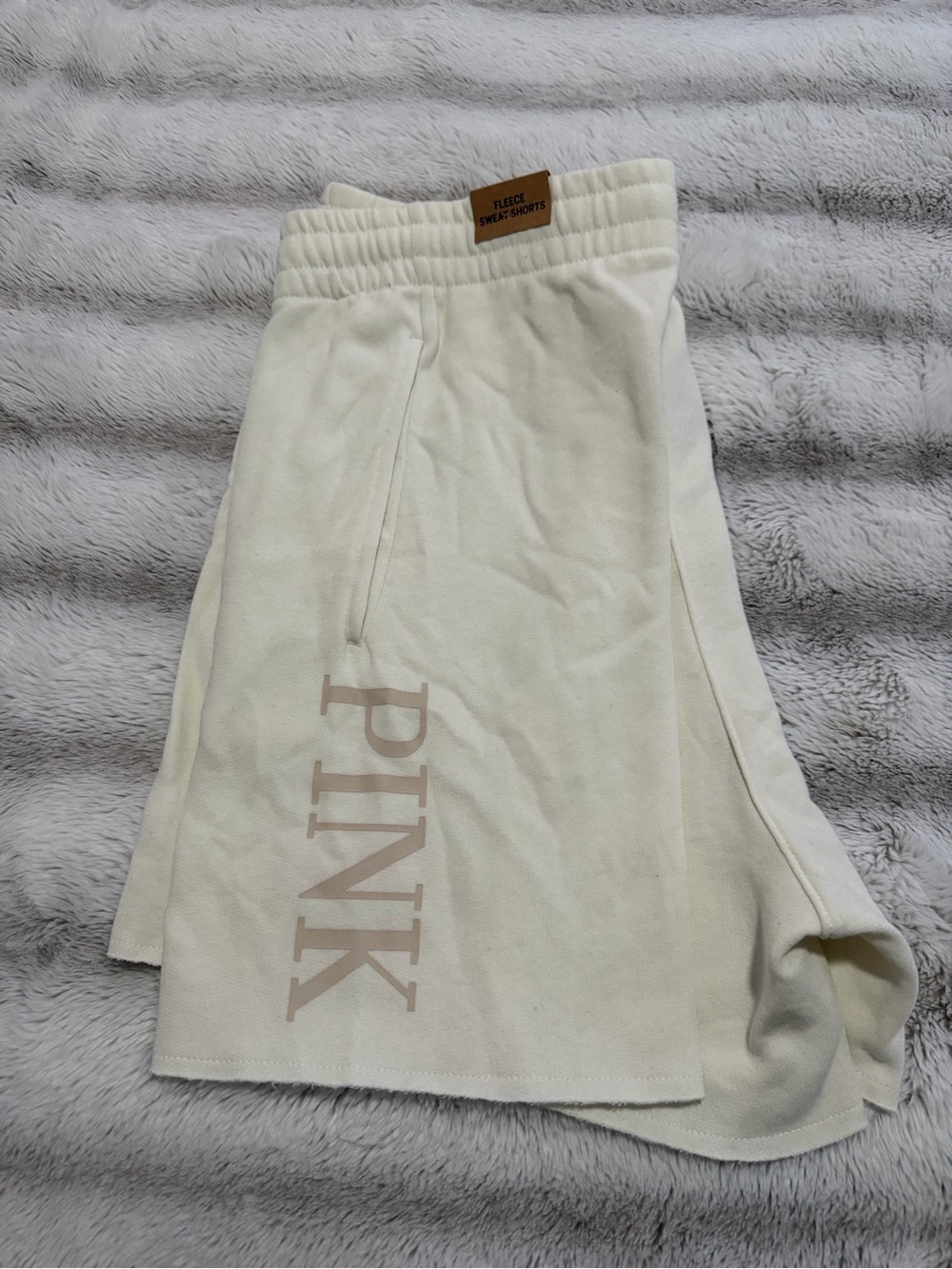 PINK Victoria's Secret Cream sweat shorts with Logo